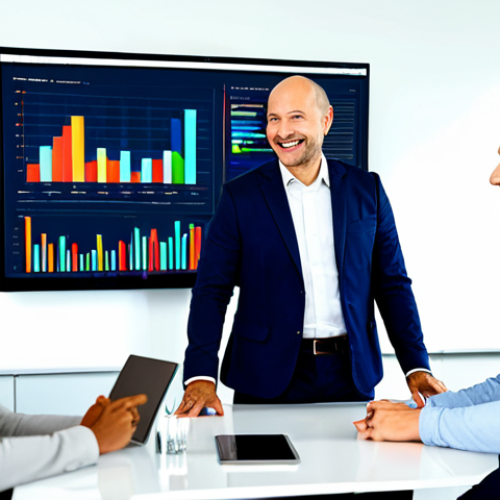 **

A bright, modern office setting. A diverse team of professionals is gathered around a large screen displaying a colorful data visualization dashboard. Charts and graphs illustrate marketing ROI, customer acquisition cost, and customer lifetime value. Everyone is fully clothed in appropriate business attire. The atmosphere is collaborative and positive, with smiles and engaged expressions. Safe for work, appropriate content, professional, family-friendly, perfect anatomy, correct proportions, natural pose, well-formed hands, proper finger count, natural body proportions.

**